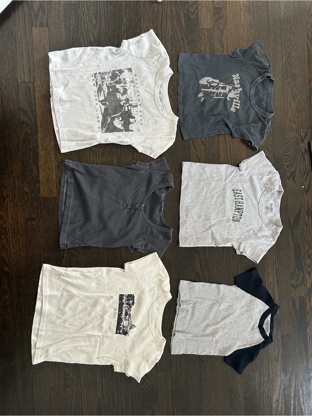 Brandy Melville Neutral Short Sleeve Tee Lot - White, Gray, Black
